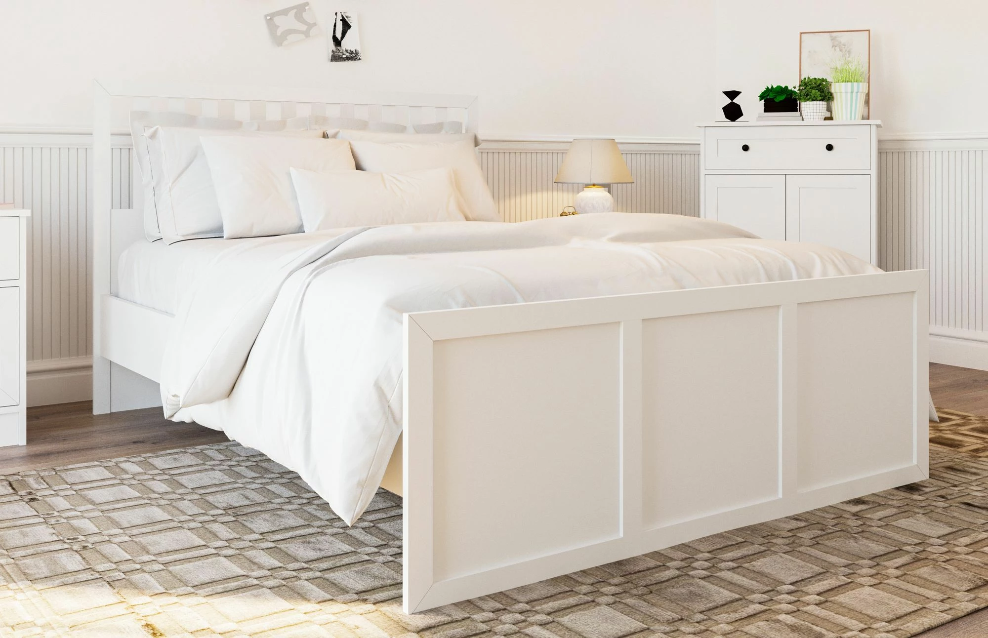 Krevat dopio, ngjyrë e bardhë matte, Skye Decor, RB-168-04-004