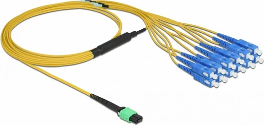 Kabllo fibër optike DeLOCK MPO në 12x SC Simplex, single-mode 9/125µm, 2 m, LSZH, e verdhë/jeshile/blu