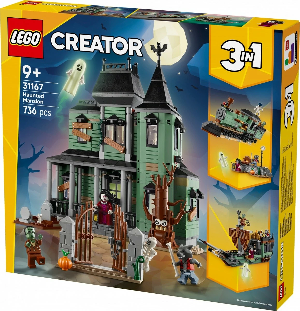 Set ndërtimi LEGO Creator 3-in-1 31167 Haunted Residence, 736 pjesë, me minifigura