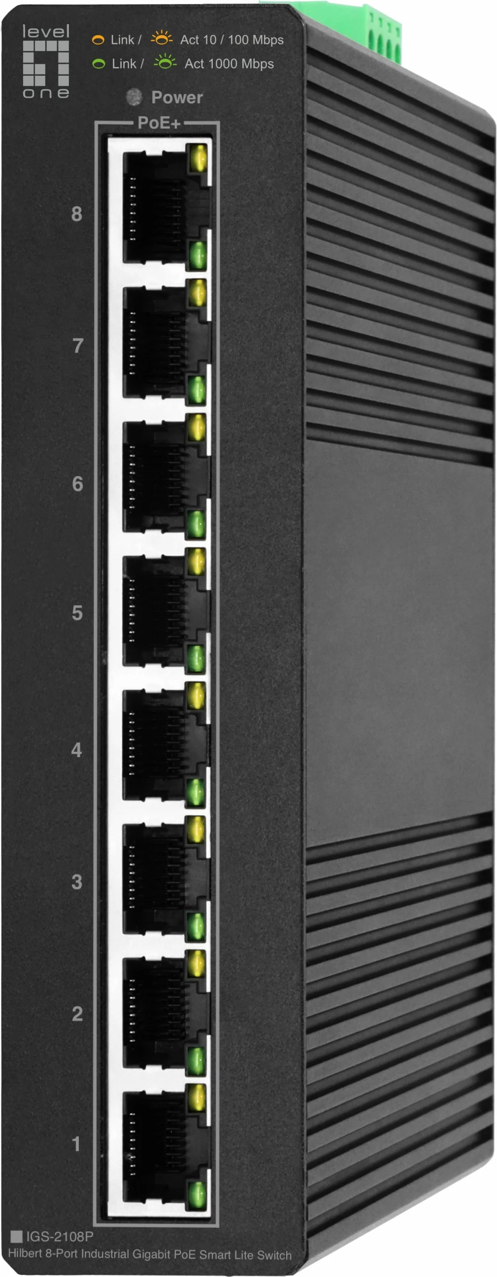 Switch LevelOne Hilbert 8-Port Industrial Gigabit PoE Smart Lite, 8 PoE Outputs
