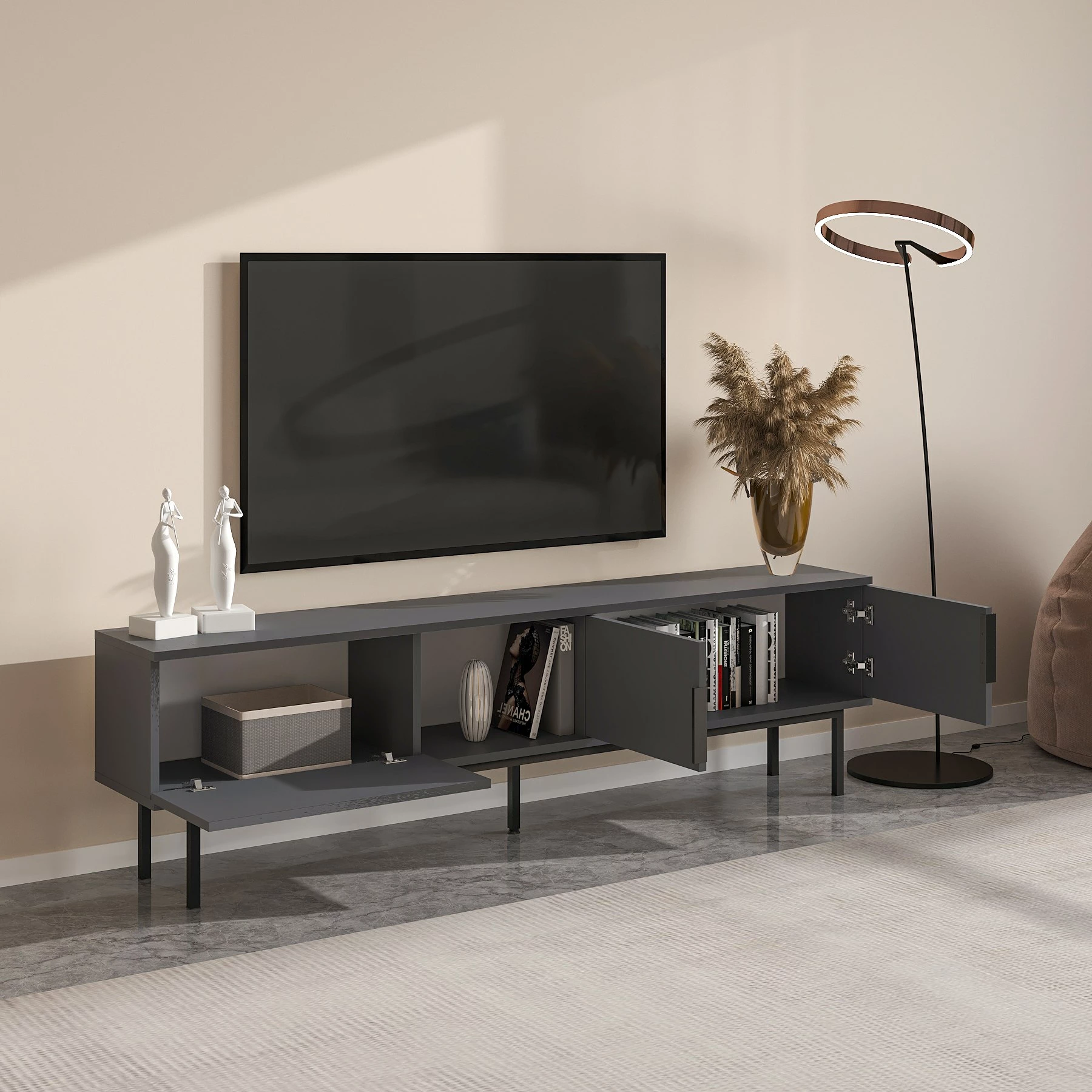 Komodë TV Skye Decor, ngjyrë antracit, Ramsey