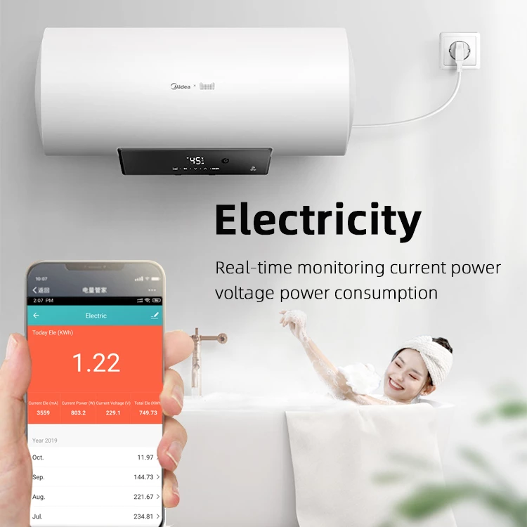 Prizë smart WiFi Moye Voltaic 16A/3520W me 2x USB, e bardhë