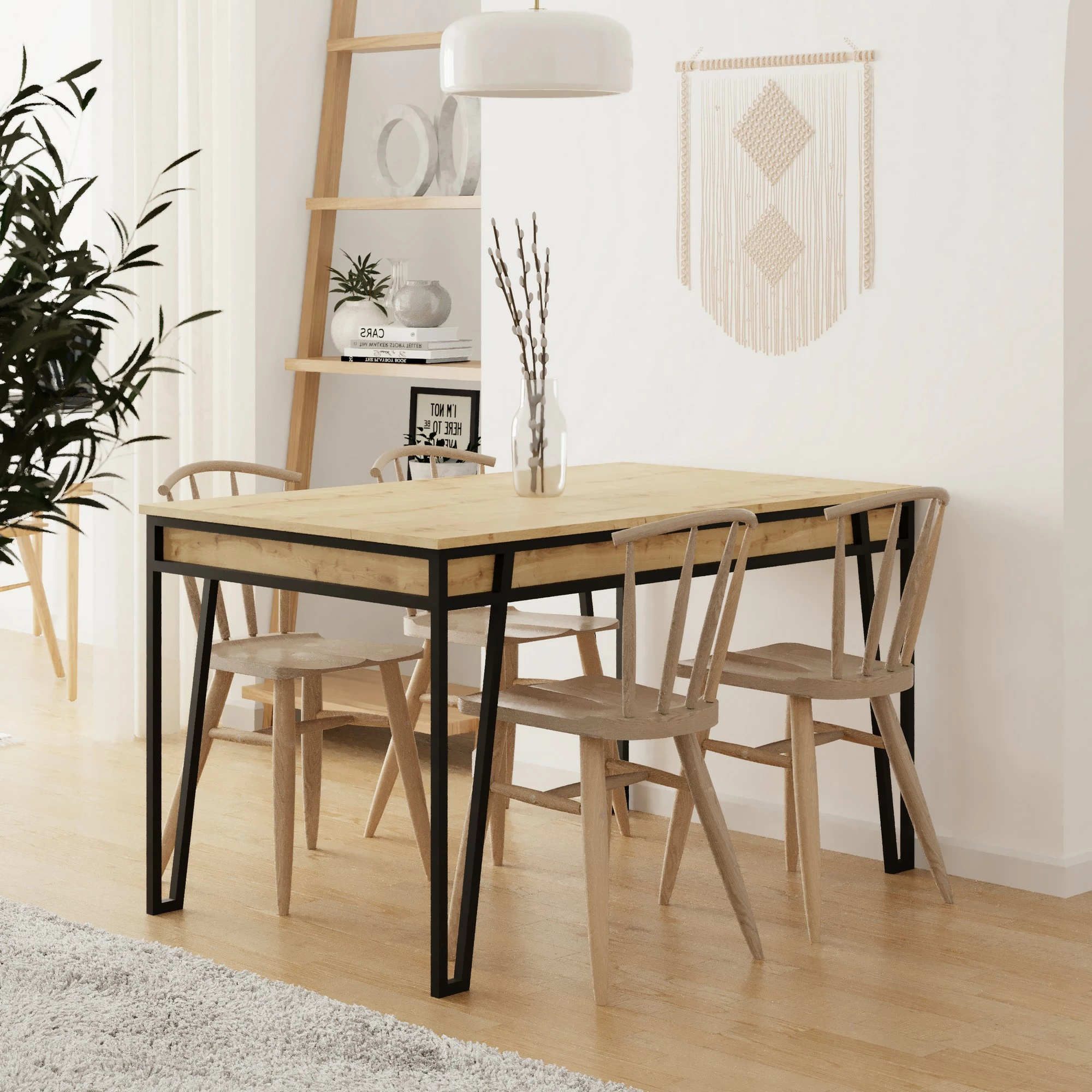 Tavolinë ngrënieje e zgjatshme, ngjyrë lisi, Skye Decor