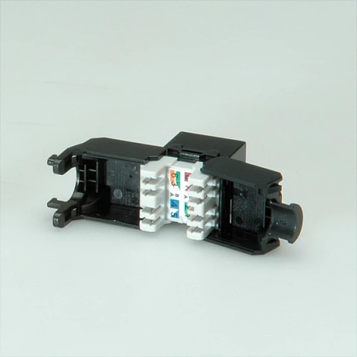 Keystone jack ROLINE Cat.6/Class E RJ-45, UTP pa mburojë, toolless, i zi