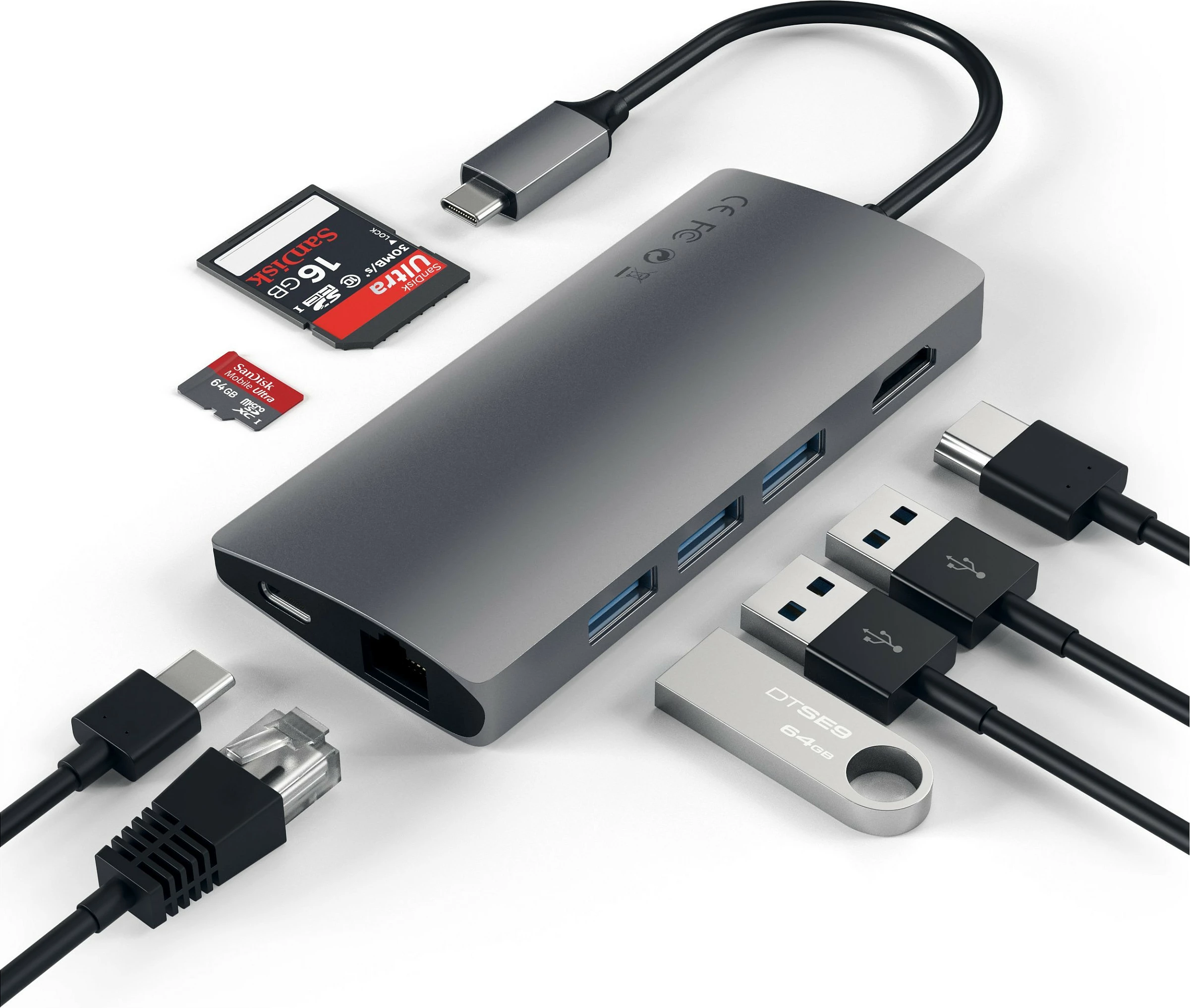 Hub USB-C Satechi V2 Multi-Port 8-në-1, ST-TCMA2M, Space Gray