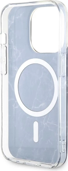 Mbështjellës Guess GUHMP14LPCUMAK për iPhone 14 Pro 6.1", MagSafe, mermer, zi