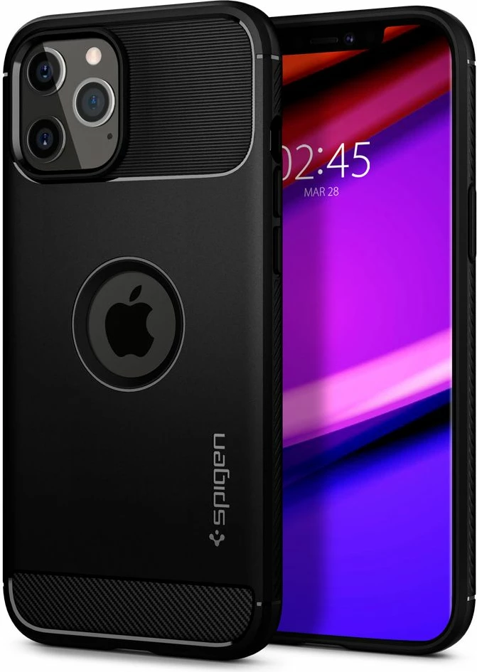 Mbështjellës Spigen Rugged Armor për iPhone 12 / iPhone 12 Pro, Matte Black
