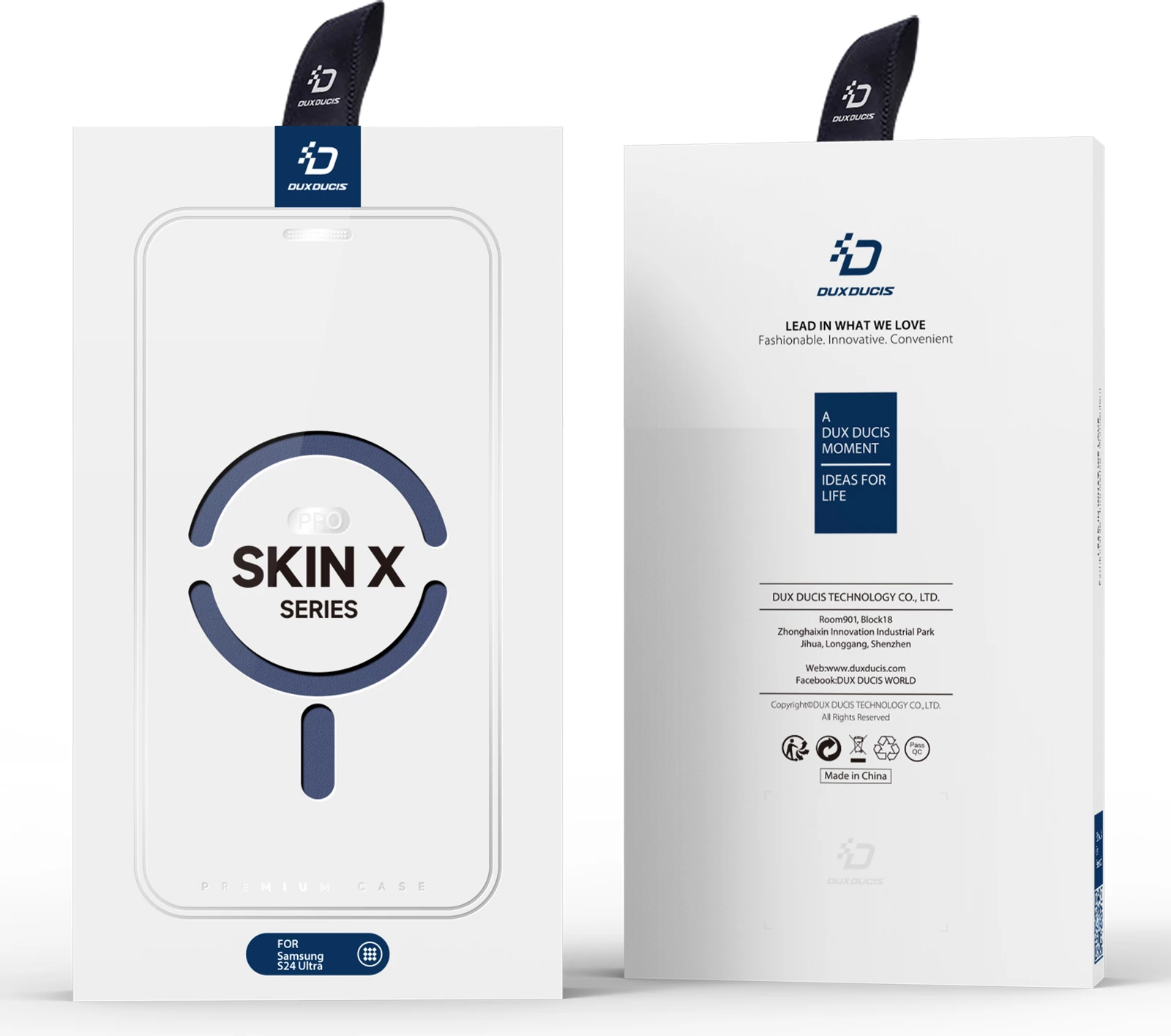 Mbështjellës Dux Ducis Skin X Pro për Samsung Galaxy S24 Ultra me unazë magnetike dhe kapak, Blu