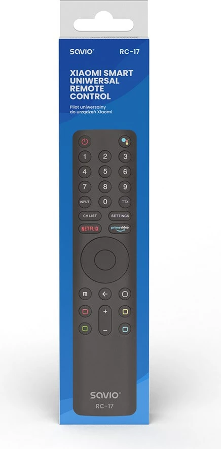 Telekomandë SAVIO RC-17 për Xiaomi, IR/Bluetooth, e zezë