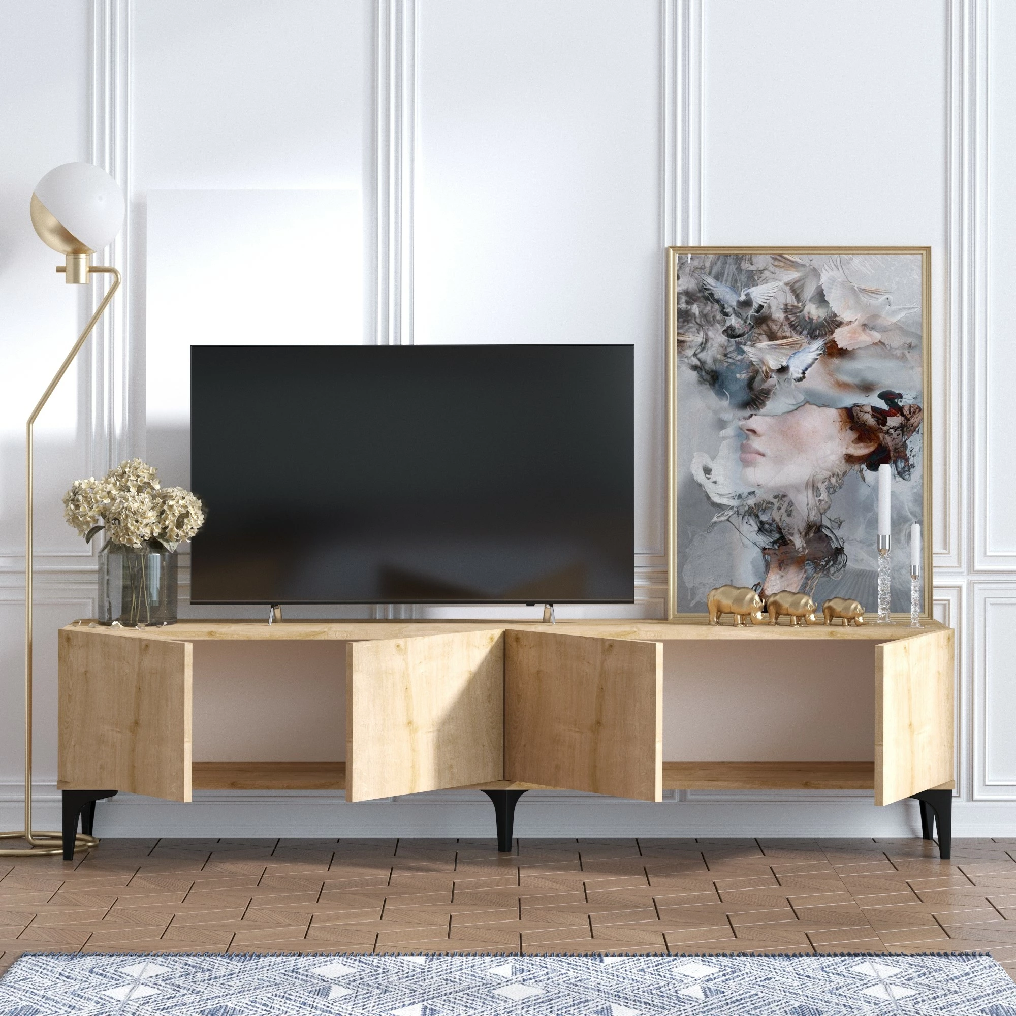 Komodë TV Hanah Home, Nora, ngjyrë lisi safir