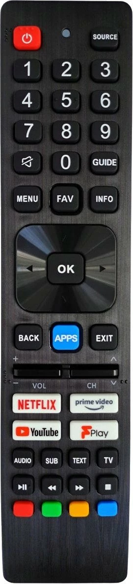 Telekomandë TV universale Lamex LXP0140N për Sharp, me butona Netflix/Prime/YouTube, IR, e zezë, me 2 bateri
