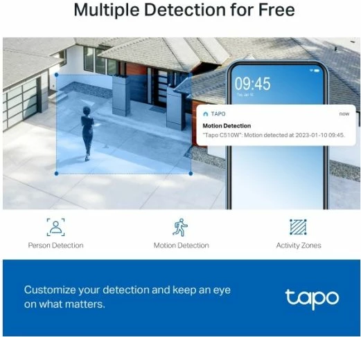 Kamerë sigurie Wi‑Fi outdoor TP-LINK Tapo C510W, 2K 3MP 360° pan/tilt, IP65, night vision me ngjyra, e bardhë/zezë