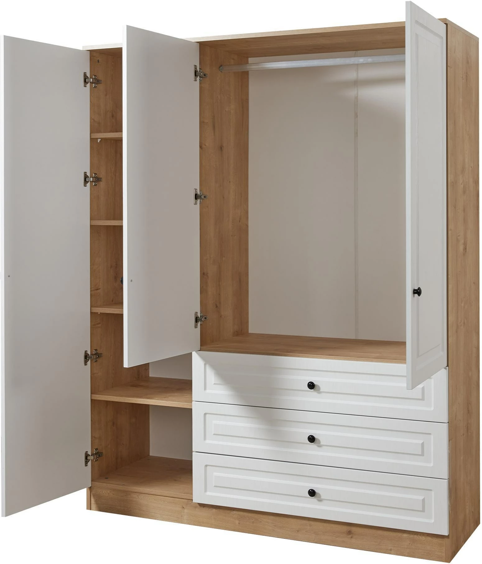 Dollap për dhomë gjumi, ngjyrë lis safir dhe e zezë, Skye Decor, Tuvalle 021