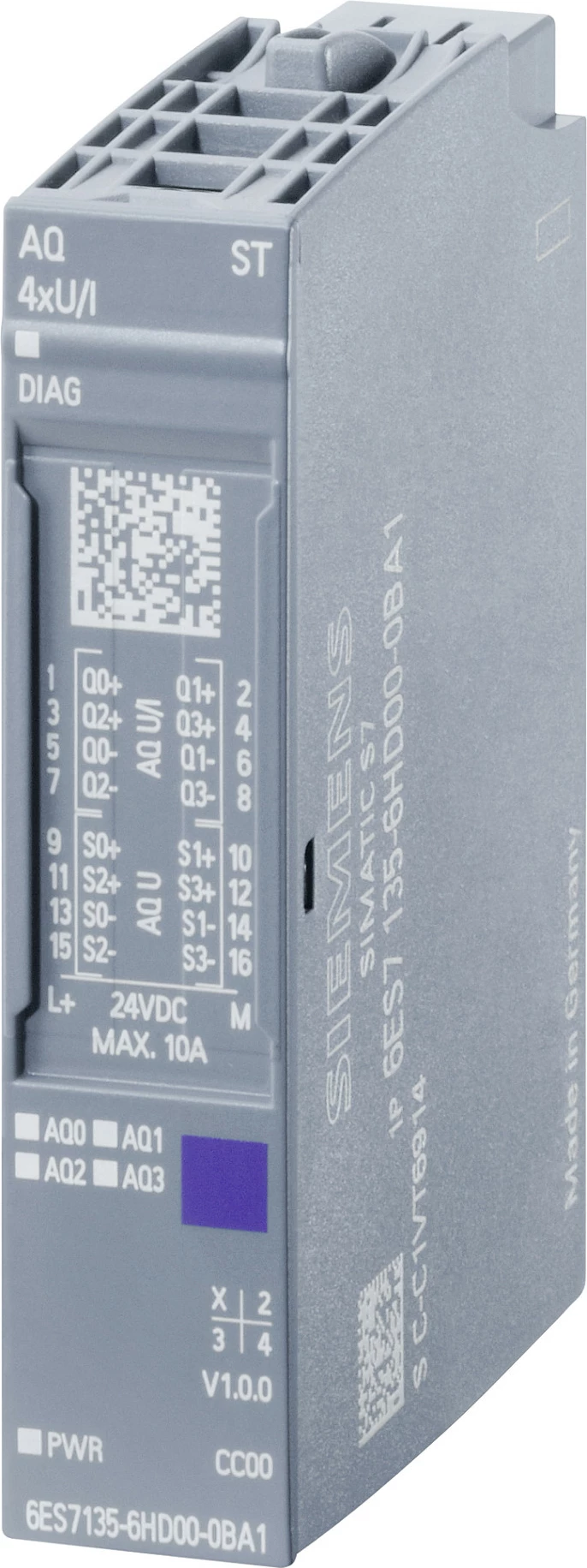 Modul analog dalje Siemens SIMATIC ET 200SP 6ES71356HD000BA1, AQ 4xU/I, IP20, multikolor