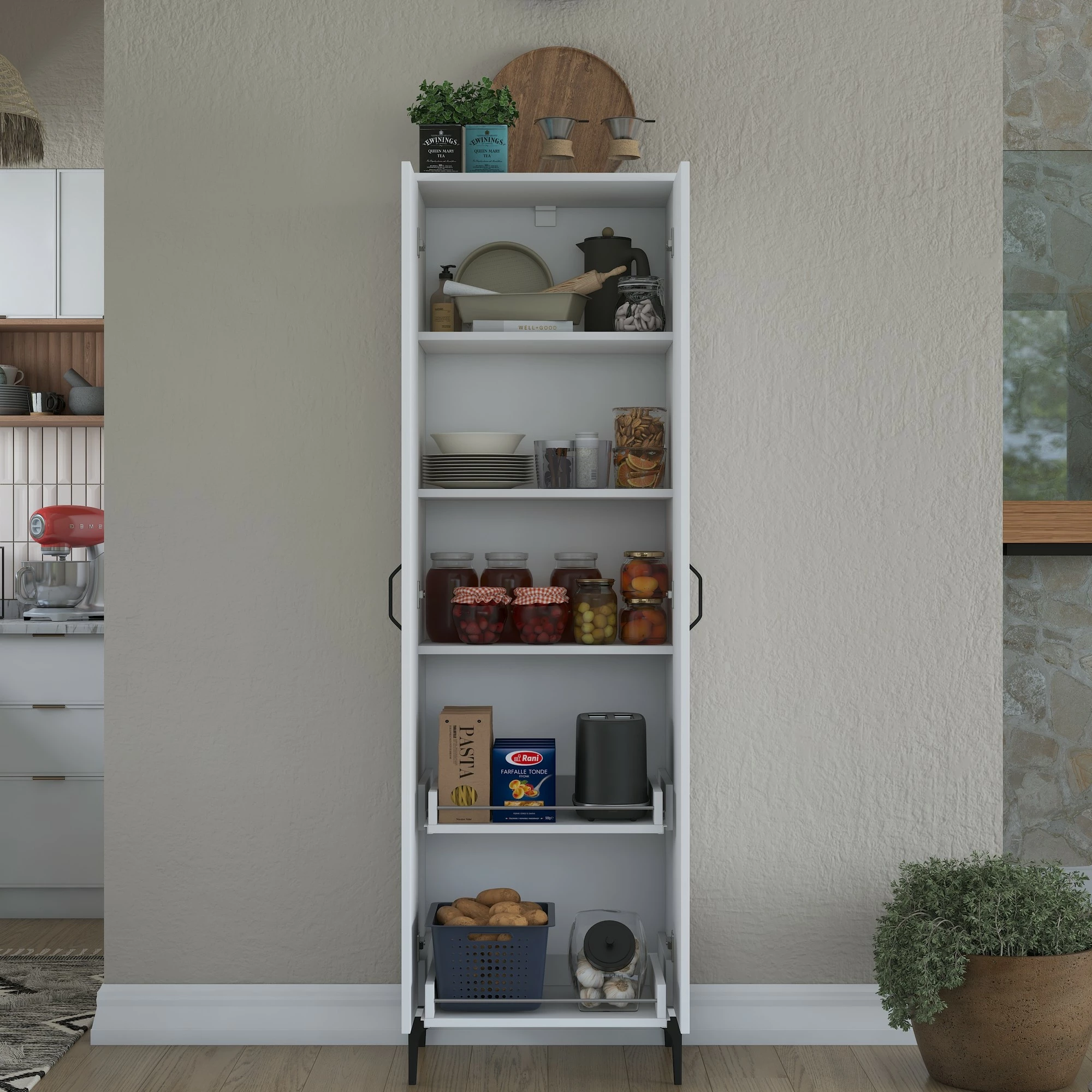 Dollap shumëpërdorimësh, ngjyrë e bardhë, Skye Decor, JE110 - 2945