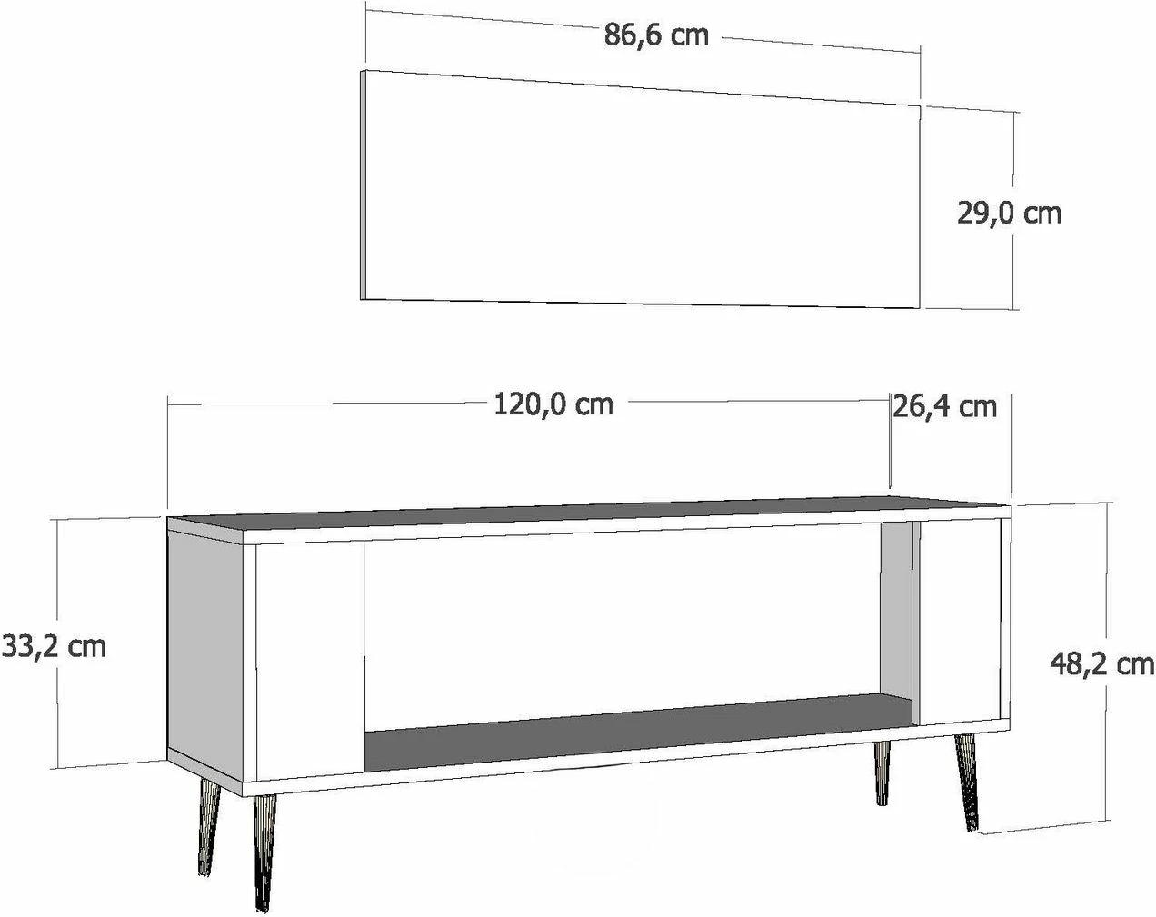 Komodë TV Skye Decor, e bardhë, e artë, Retrolp4
