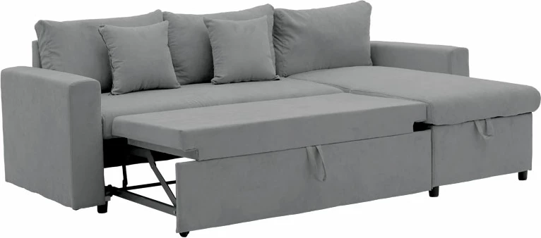 Divan qoshe shtrat i kthyeshëm Lilian, material, ngjyrë gri, 225x148x81cm