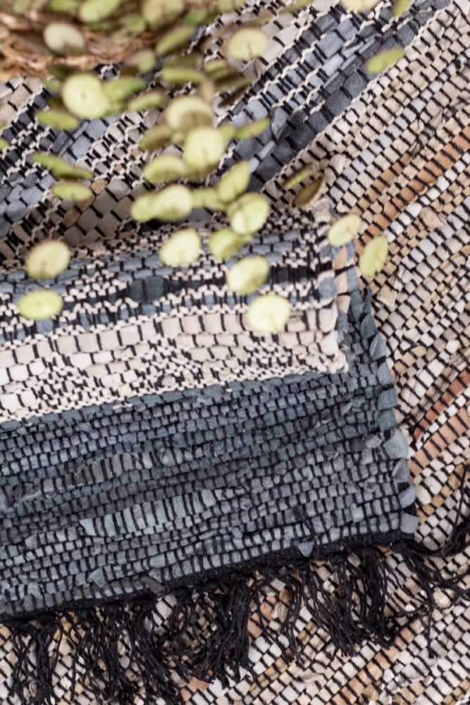 Qilim korridori Cinder, lëkurë, bezhë-gri, 70x150cm