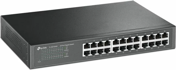 Switch TP-LINK TL-SG1024D 24-port Gigabit, rack 19\", i zi, set me kabllo rryme dhe kit montimi
