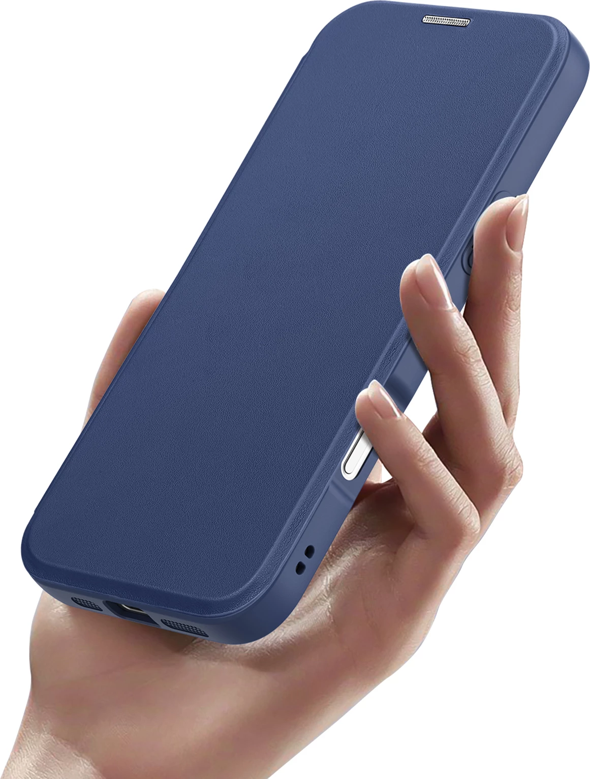 Mbështjellës, Dux Ducis, Skin X Pro iPhone 17 Pro, me portofol, kompatibil MagSafe, me bllokim RFID, blu