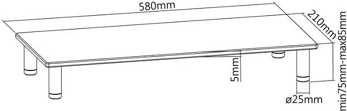 Mbajtëse monitori ROLINE 17023376, xham, e rregullueshme në lartësi, 20 kg, transparente
