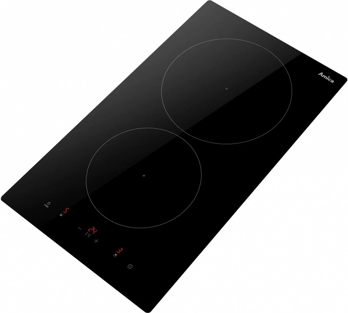 Pllakë induksioni, Amica, PI3520U, 2 zona, 30 cm, 3.7 kW, komandim me prekje, e integrueshme në nivel, e zezë