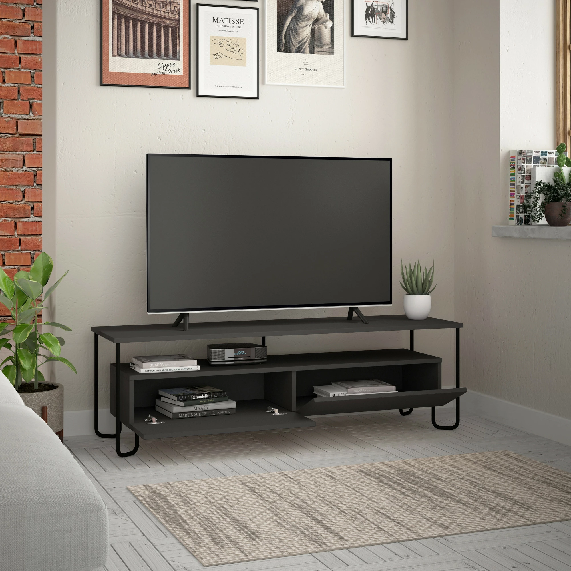 Komodë TV Skye Decor, ngjyrë antracit