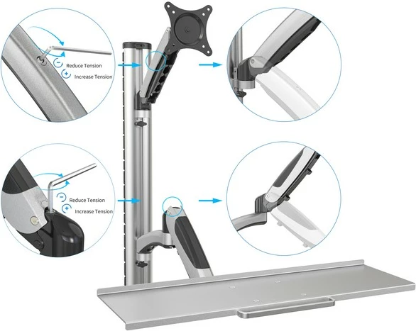 Krah muri për monitor dhe tastierë Digitus DA-90354, deri 27", 8 kg, VESA 75x75/100x100, zi/gri