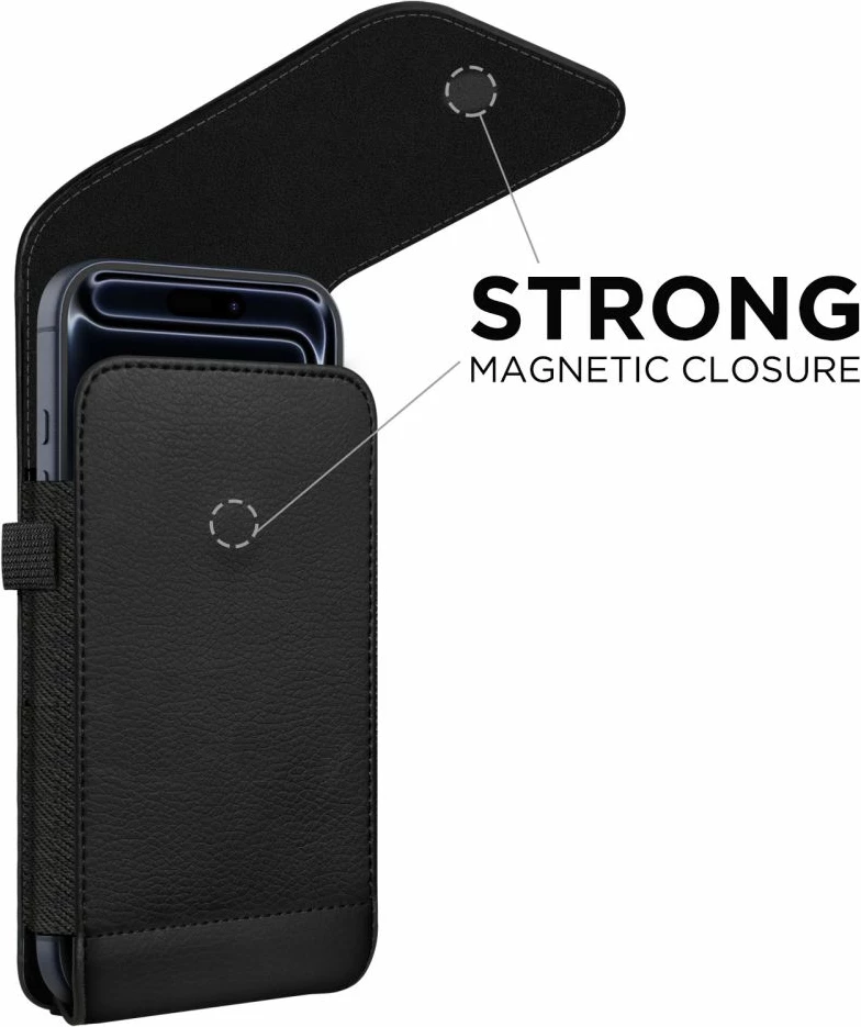 Mbështjellës Tech-Protect SM75 për celular 5.8-6.8", klips për rrip, lëkurë ekologjike, 1 copë, i zi
