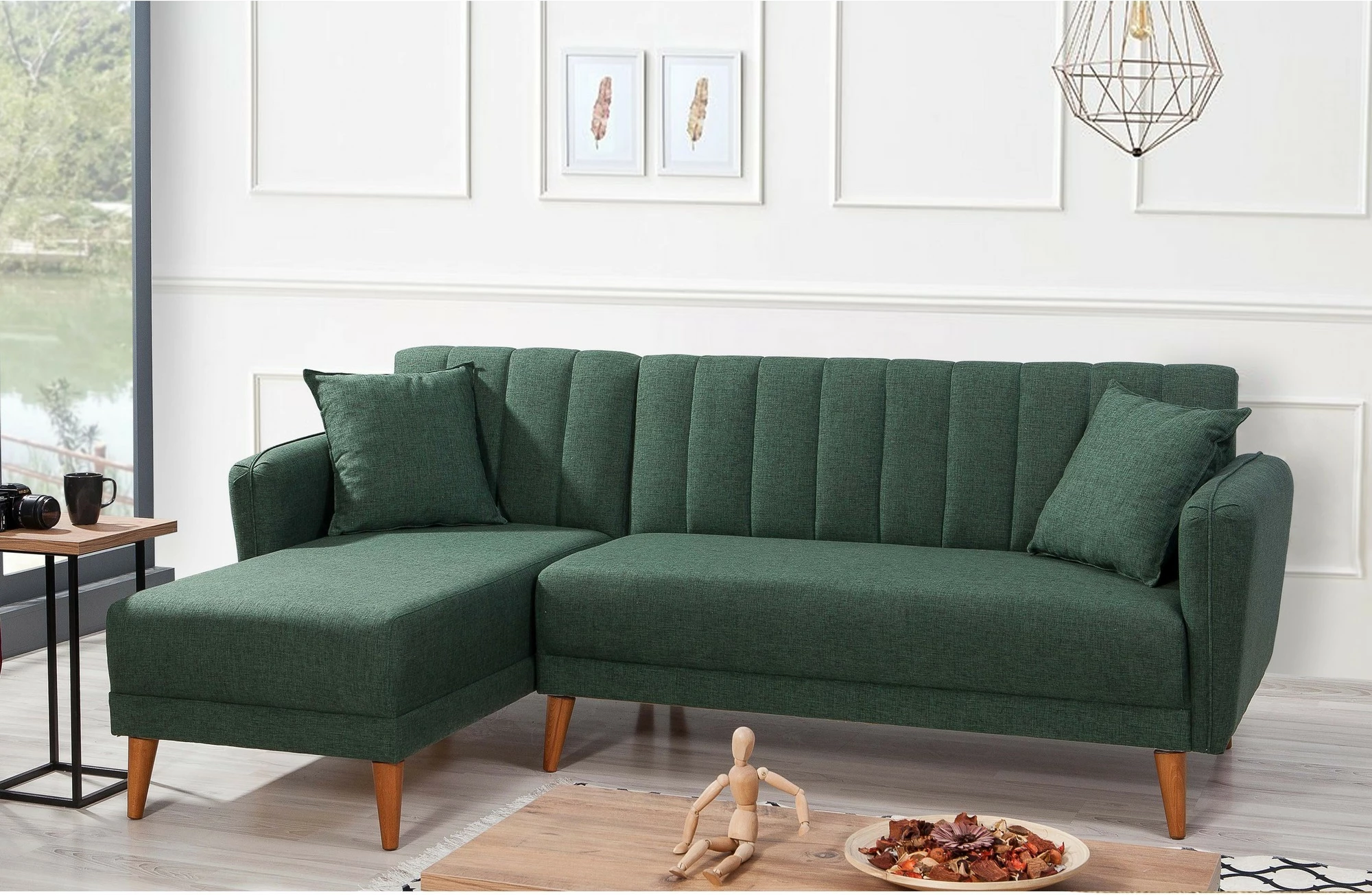Kënd divan-krevat, kënd i majtë, ngjyrë e gjelbër e errët, Atelier del Sofa