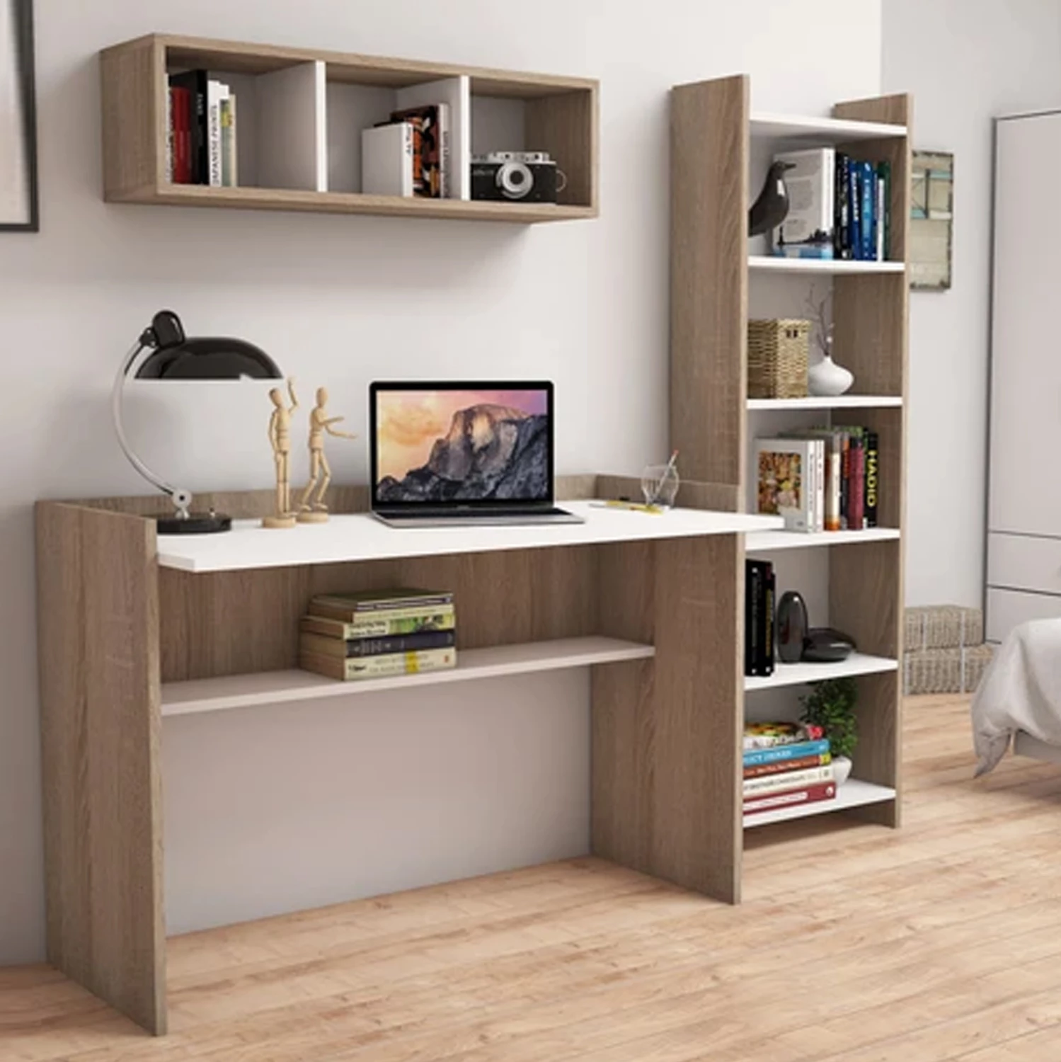 Kompozim zyre FH11776.12 3 pjesë melamine, ngjyrë sonoma dhe e bardhë