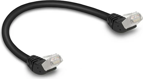 Kabllo rrjeti DeLOCK RJ45 Cat6A S/FTP 0.25 m, konektorë të kënduar 45°, e zezë