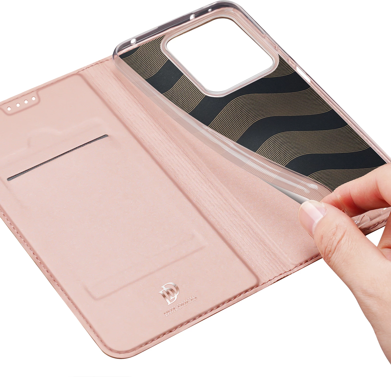 Mbështjellës Dux Ducis Skin Pro për Xiaomi Redmi Note 13 5G, me kapak dhe xhep për kartelë, Rozë