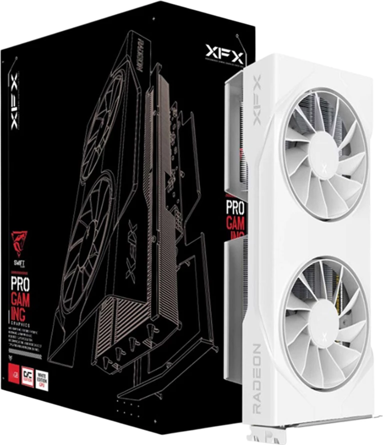 Kartelë grafike XFX Swift AMD Radeon RX 9060 XT OC 8GB GDDR6 128-bit HDMI 2x DisplayPort, e bardhë