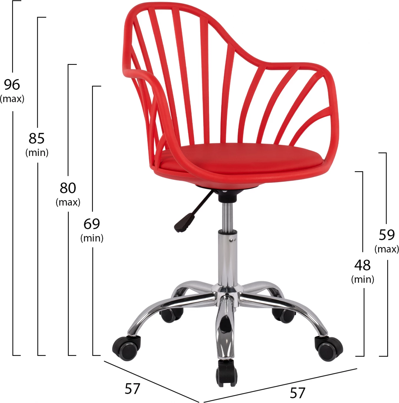 Karrige zyre BECKY FH8457.04 ngjyrë e kuqe 57x57x96 cm