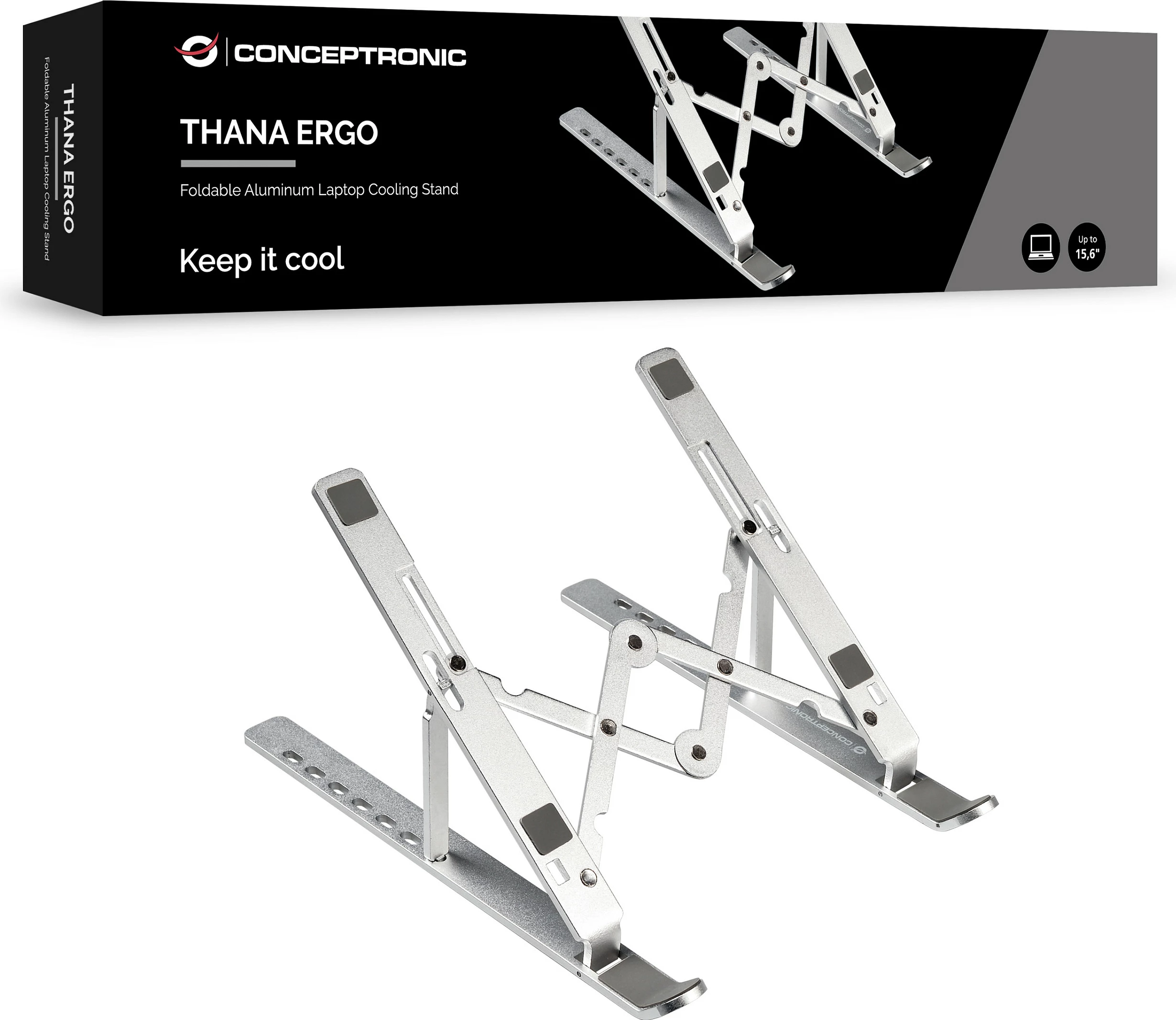 Mbajtëse laptopi Conceptronic ERGO 17", metalike, e argjendtë