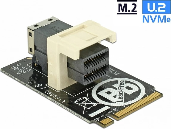 Adapter DeLOCK 63918 M.2 në Mini-SAS (SFF-8643), NVMe, 32 Gbit/s, i zi