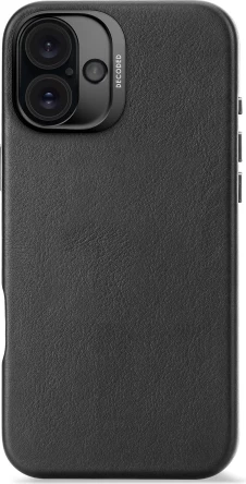 Mbështjellës Decoded Leather Backcover me MagSafe për iPhone 16 Plus, e zezë