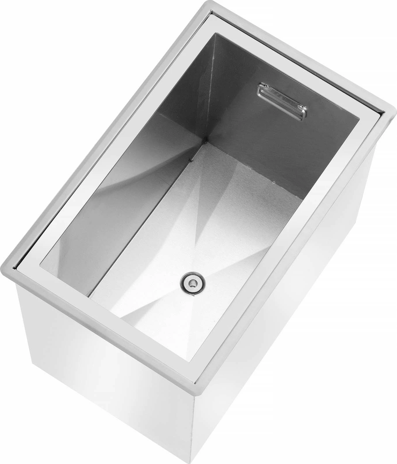 Kuti akulli për banak (drop-in), Barmatic, kapacitet 6 kg, çelik inox AISI 304, kapak rrëshqitës, argjend