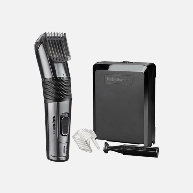 Makinë qethëse BaByliss Men E978E, teh Carbon Titanium, me kabëll/pa kabëll, 26 gjatësi 0.5-25mm, 60 min, e zezë, me krehër mjekre + mini-trimmer