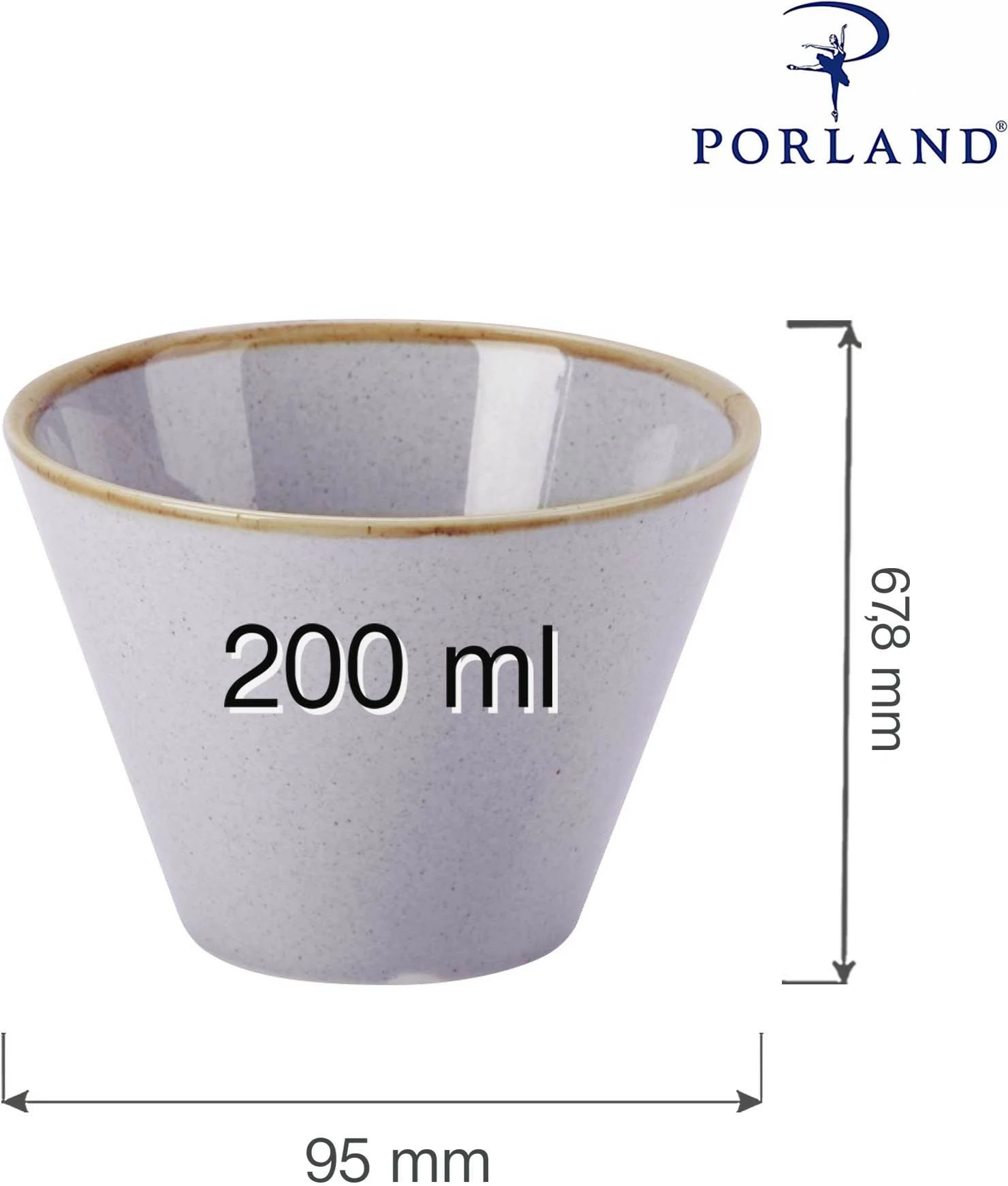 Tas konik Porland Seasons Ashen 200 ml Ø95 mm, gri e çelët, set 6 copë