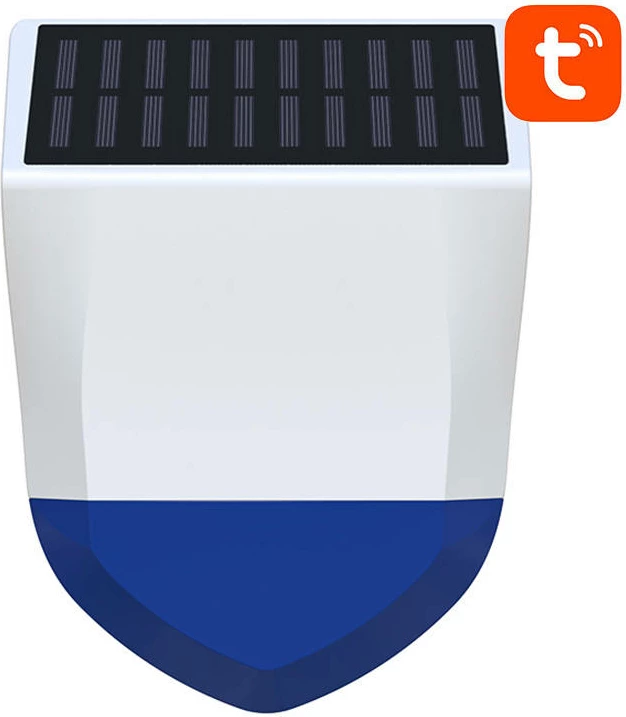 Alarm i jashtëm me sirenë Neo NAS-AB06W, WiFi, Tuya, me panel diellor, Bardhë/Kaltër