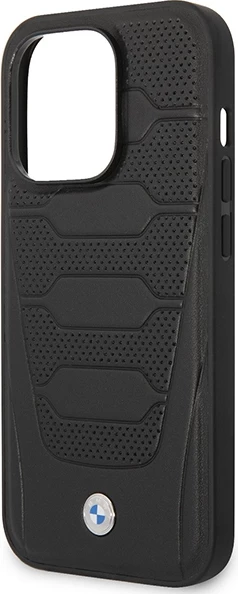 Mbështjellës BMW BMHMP14X22RPSK për iPhone 14 Pro Max 6.7", Leather Seats Pattern, MagSafe, zi