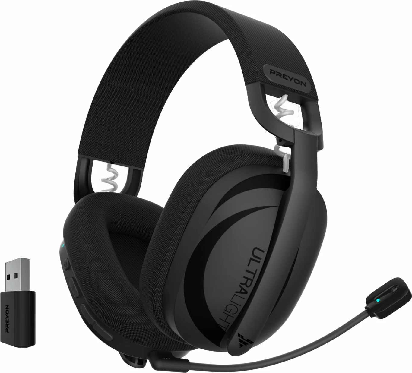 Kufje gaming PREYON Tornado Fly PTF40B, 7.1, Bluetooth 5.2 + wireless 2.4GHz, bateri deri 50h, e zezë
