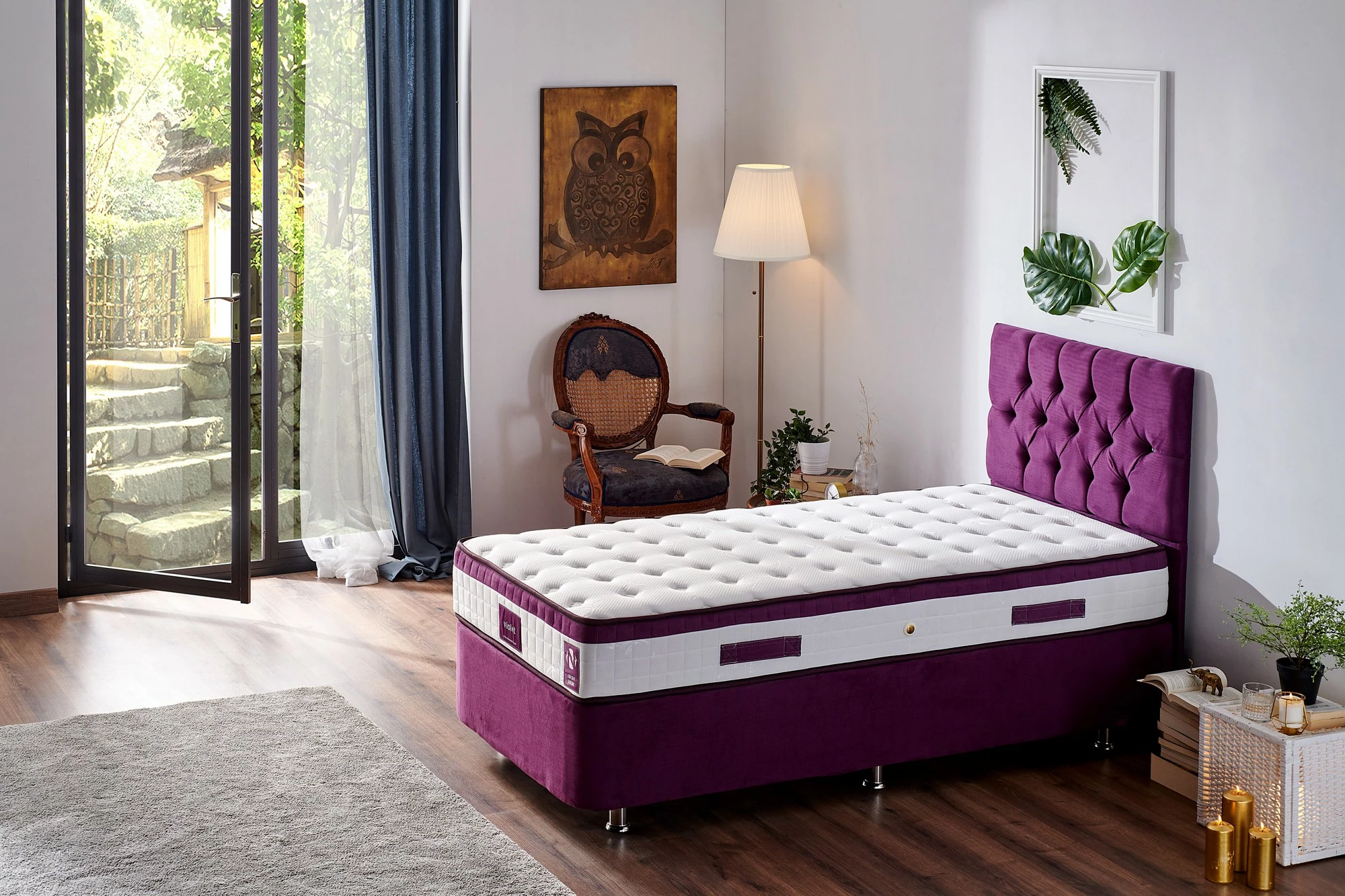 Dyshek Skye Decor, violet, 90x200 cm, fortësi mesatare, një person
