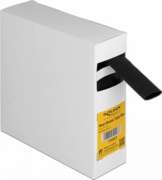 Tub termo-tkurres DeLOCK 5 m x 19.1 mm, raport 3:1, me ngjitës të brendshëm, i zi
