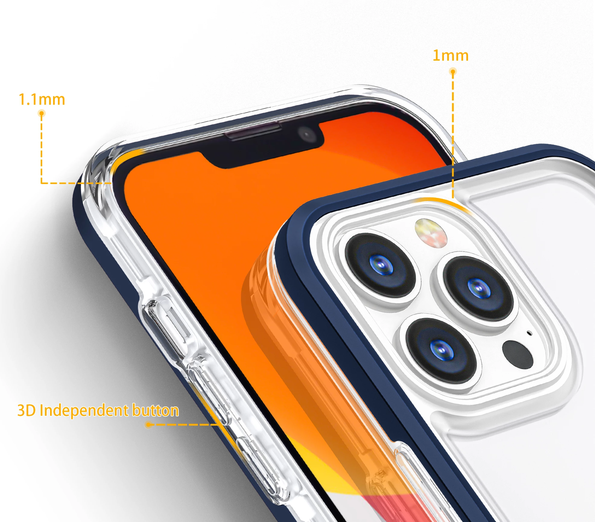 Mbështjellës Hurtel Hybrid Armor Clear 3in1 për iPhone 13 Pro Max, Kaltër/Transparent