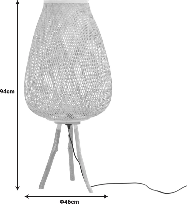 Llambë dyshemeje Vazel Inart E27 bambu ngjyrë natyrale D46χ94cm