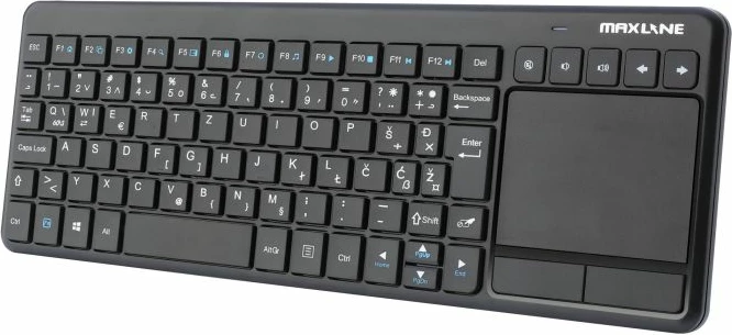 Tastierë wireless MAXLINE ML-KG3608 për Smart TV/PC/konzola, 2.4G, me touchpad, SLO, e zezë, me 2x AAA
