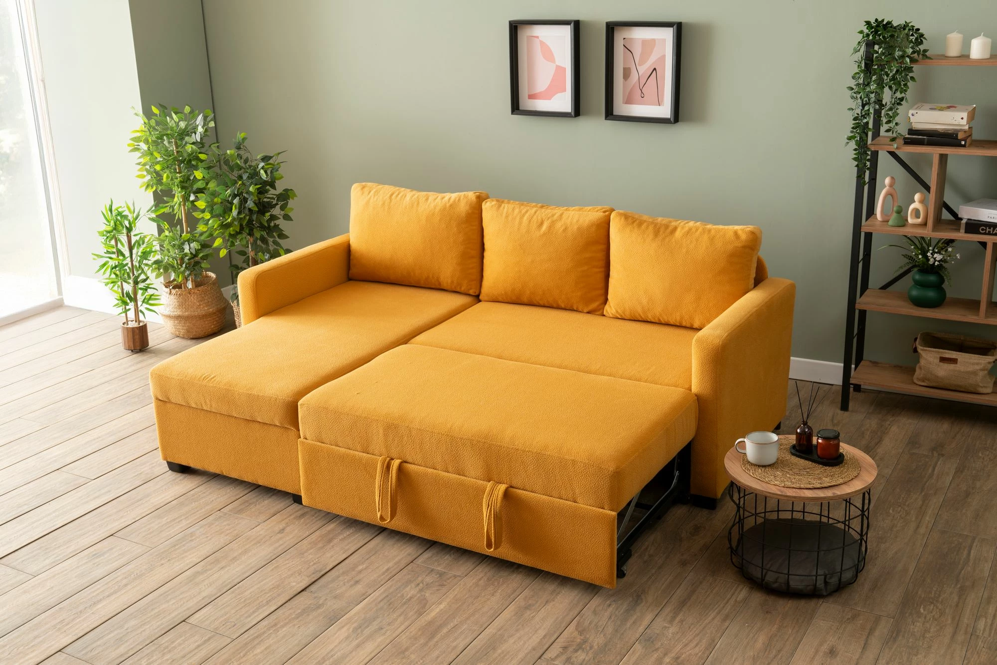 Kënd-sofë krevati, ngjyrë mustard, Atelier del Sofa, Kado